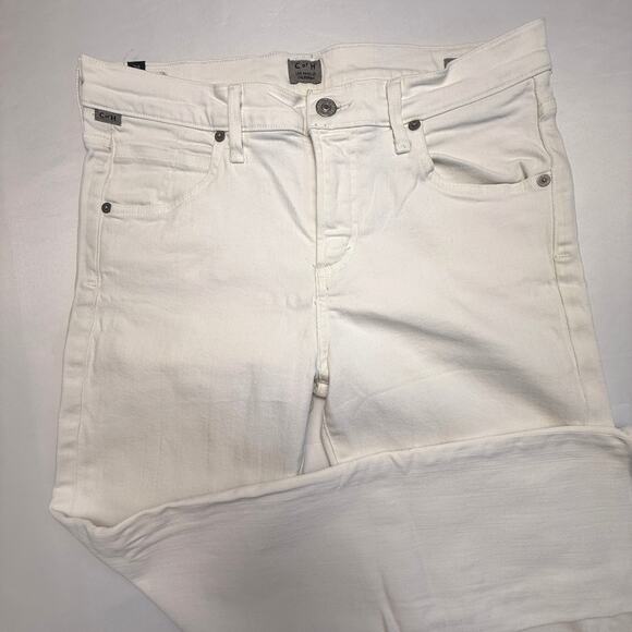 CITIZEN OF HUMANITY Elsa Mid Rise Slim Fit Crop White Embroidered Jeans Size 28 - Picture 14 of 15